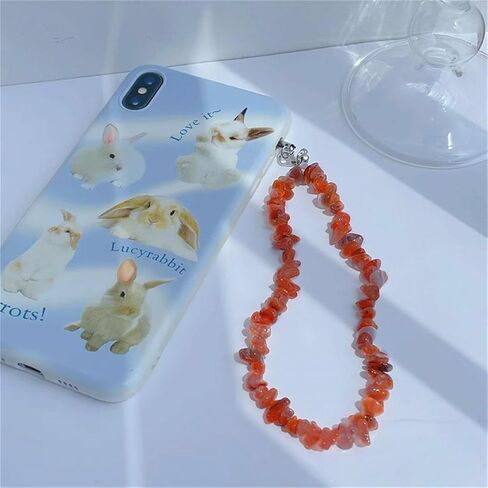 Natural Crystal Gemstone Phone Charm Cell Phone Lanyard Wrist Strap Phone Accessories for Women Girls in Saudi Arabia