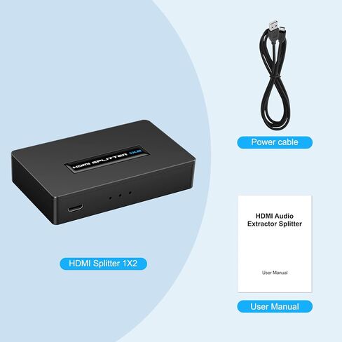 1x2 HDMI Splitter، 1 in 2 Out HDMI Splitter Audio Video Distribution Box يدعم 3D و4K x 2K متوافق مع HDTV، STB، DVD، PS3، جهاز العرض إلخ in Kuwait