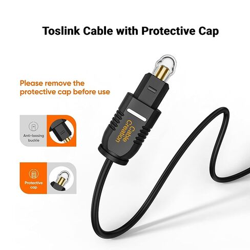 CableCreation كابل الصوت الرقمي البصري 15FT 2-Pack، سلك S/PDIF بصري رفيع مطلي بالذهب من الألياف الضوئية للمسرح المنزلي، شريط الصوت، التلفزيون، PS4، Xbox، مشغل DVD/CD، وحدة تحكم الألعاب والمزيد، أسود in Kuwait