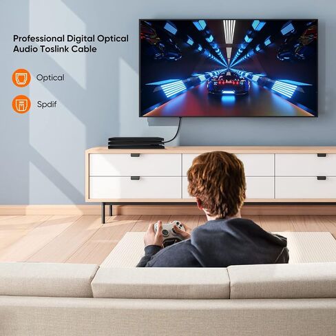 CableCreation كابل الصوت الرقمي البصري 15FT 2-Pack، سلك S/PDIF بصري رفيع مطلي بالذهب من الألياف الضوئية للمسرح المنزلي، شريط الصوت، التلفزيون، PS4، Xbox، مشغل DVD/CD، وحدة تحكم الألعاب والمزيد، أسود in Kuwait