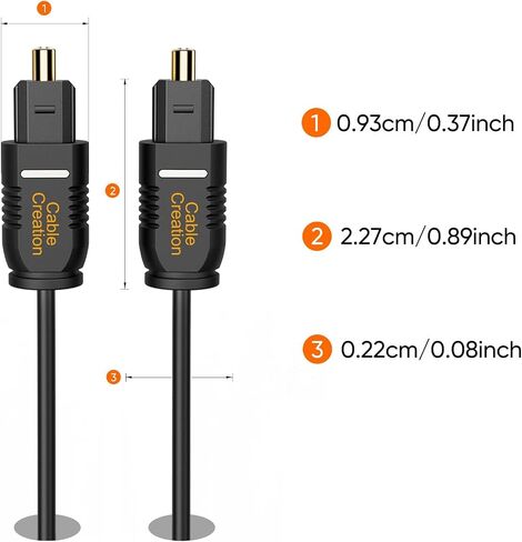 CableCreation كابل الصوت الرقمي البصري 15FT 2-Pack، سلك S/PDIF بصري رفيع مطلي بالذهب من الألياف الضوئية للمسرح المنزلي، شريط الصوت، التلفزيون، PS4، Xbox، مشغل DVD/CD، وحدة تحكم الألعاب والمزيد، أسود in Kuwait