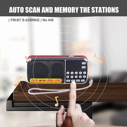 Radios Portable AM with MP3 Speaker, Portable Radio Support TF Card/USB,Rechargeable Battery Powered FM Radio,Mini Radio with Best Reception (Blue) in Saudi Arabia