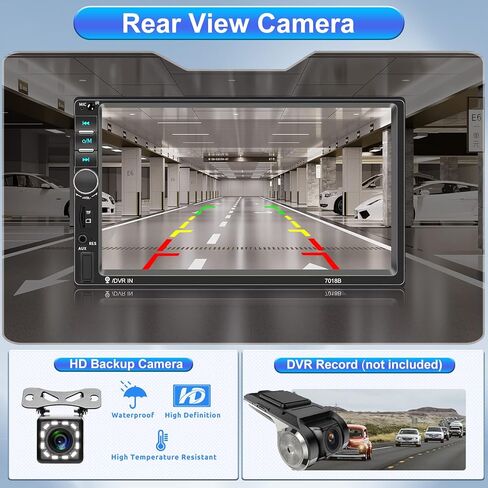 Double Din Touch Screen Car Stereo with Backup Camera, Rimoody 7 Inch Car Radio with Bluetooth FM Radio Mirror Link Car DVR/USB/SD in-Dash Head Unit + Remote Control in Kuwait