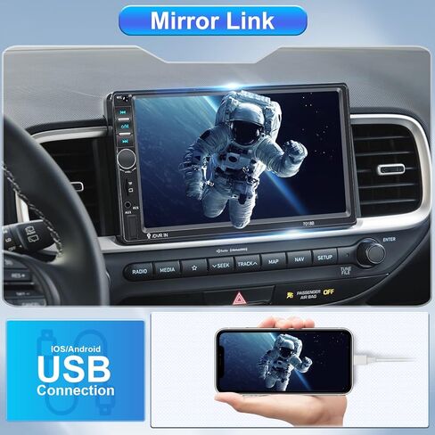 Double Din Touch Screen Car Stereo with Backup Camera, Rimoody 7 Inch Car Radio with Bluetooth FM Radio Mirror Link Car DVR/USB/SD in-Dash Head Unit + Remote Control in Kuwait