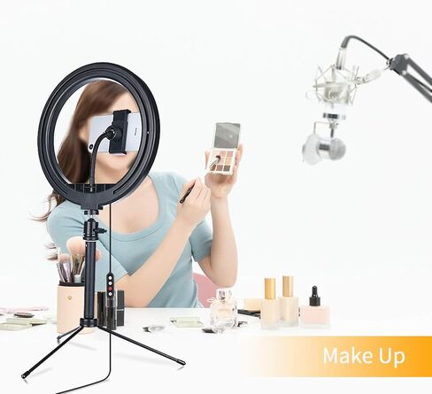 10.2 بوصة ضوء مكتب LED، ضوء حلقة سطح المكتب خافت مع حامل ثلاثي وحامل الهاتف سيلفي هالو ضوء للتيار المباشر / المكياج / يوتيوب، متوافق مع آيفون وأندرويد.. in Kuwait