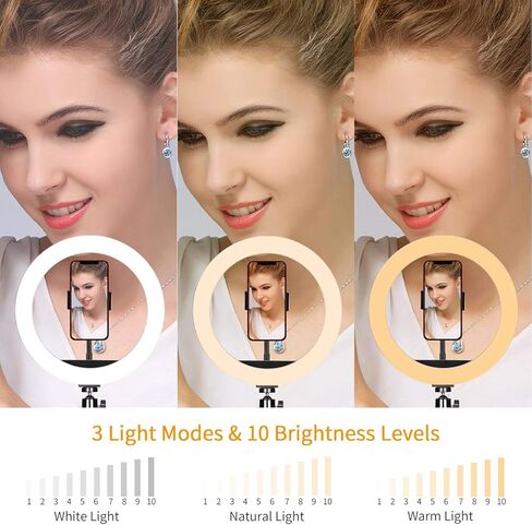 10.2 بوصة ضوء مكتب LED، ضوء حلقة سطح المكتب خافت مع حامل ثلاثي وحامل الهاتف سيلفي هالو ضوء للتيار المباشر / المكياج / يوتيوب، متوافق مع آيفون وأندرويد.. in Kuwait