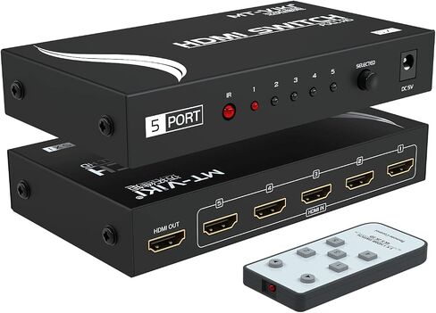 MT-VIKI HDMI Switch 3 in 1 Out 4K HDMI Splitter، مفتاح تلقائي مع جهاز تحكم عن بعد معدني HDMI Switch Hub يدعم 4K 30 هرتز 3D HDCP1.4 لـ PS5 PS4 Xbox DVD Player Fire Stick TV PC in Kuwait