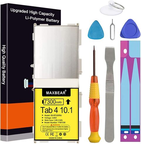 MAXBEAR 7300mAh 3.85V EB-BT530FBU Replacement Battery for Samsung Galaxy Tab 4 10.1" SM-T530 T530NU T531 T535 T537 T537A T537R4 T537V T532 T533 T536 Series Tablet EB-BT530FBC with Repair Tool Kit in Saudi Arabia