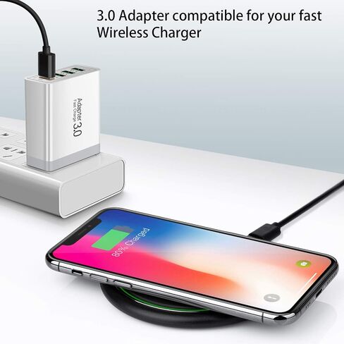 iSeekerKit Fast 3.0 Wall Charger, 3-Pack 4 Ports USB Wall Charger Adapter Fast USB Charging Block USB Charger Block Compatible for Wireless Charger, Samsung Galaxy S23 S22, iPhone 15 14 13 12, iPad in Kuwait