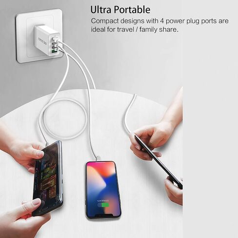 iSeekerKit Fast 3.0 Wall Charger, 3-Pack 4 Ports USB Wall Charger Adapter Fast USB Charging Block USB Charger Block Compatible for Wireless Charger, Samsung Galaxy S23 S22, iPhone 15 14 13 12, iPad in Kuwait