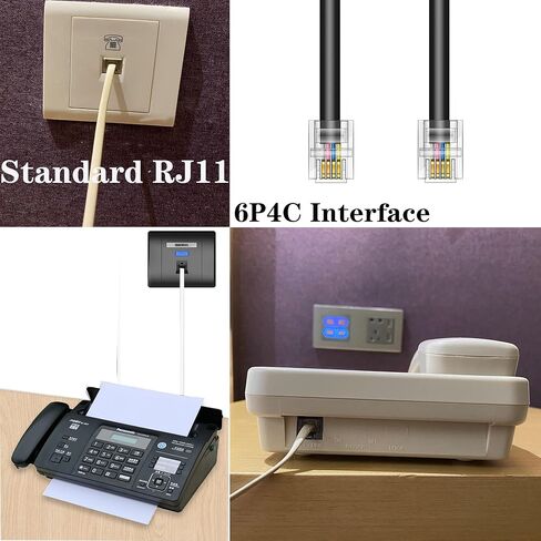 Ubramac سلك تمديد الهاتف سلك خط الهاتف، مع قابس RJ11 قياسي (15FT-أسود) in Kuwait