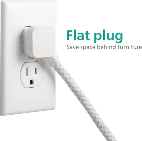 Philips Accessories Philips 6-Outlet Surge Protector, 8 Ft, Braided Cord, Adapter-Spaced, White, SPC6066WB/37 in Kuwait