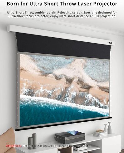 VIVIDSTORM-Projection Screen,PRO Slimline Motorized Office Presentation,Remote Controlled Drop Down Screen,Color Display Feature,Compatible with 4K Ultra Short Throw Laser Projector,VBMSLUST120H in Saudi Arabia