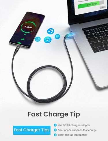 AINOPE Android Micro USB Cable Charger 2 Pack 3.3FT لكابل شحن Samsung Galaxy S7، سلك شاحن الهاتف متوافق مع Samsung Galaxy S6، J7 Edge Kindle Note 5 مادة النايلون المتينة in Kuwait