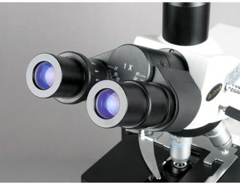 AmScope T690C-PL-5M Digital Trinocular Compound Microscope, 40X-2500X Magnification, WH10x and WH25x Super-Widefield Eyepieces, Infinity Plan Achromatic Objectives, Brightfield, Kohler Condenser, Double-Layer Mechanical Stage, Includes 5MP Camera with Red in Saudi Arabia