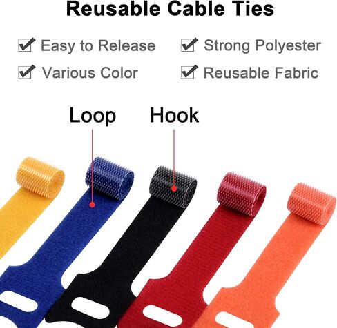 Wisdompro 4 Roll Total Length 26.4 ft Reusable Hook and Loop Cable Ties in Kuwait