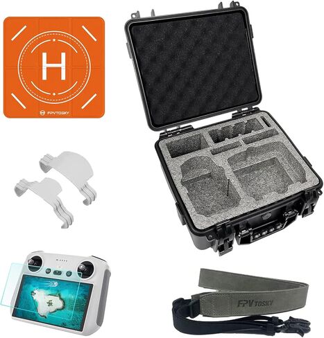 مجموعة ملحقات FPVtosky Mini 3 Series 5 في 1، متوافقة مع طائرة DJI Mini 3/Mini 3 Pro بدون طيار، بما في ذلك. حافظة صلبة، وسادة هبوط مقاس 20 بوصة، حبل Rc، واقي شاشة Rc، حامل المروحة in Kuwait