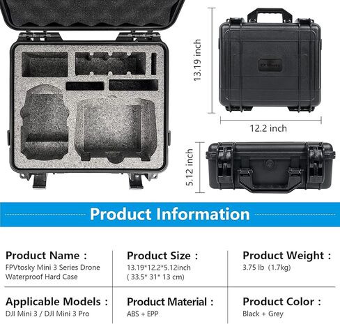 مجموعة ملحقات FPVtosky Mini 3 Series 5 في 1، متوافقة مع طائرة DJI Mini 3/Mini 3 Pro بدون طيار، بما في ذلك. حافظة صلبة، وسادة هبوط مقاس 20 بوصة، حبل Rc، واقي شاشة Rc، حامل المروحة in Kuwait
