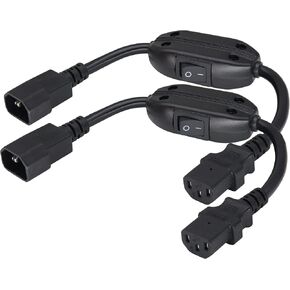 (2 Pack) IEC320 C14 to C13 Power AC Adapter Cable C13 to C14 with Switch Cord C13 Female to C14 Male PDU Power Supply Extension Cord for Computer LED HDTV Monitor(0.3m/1ft)(C14 to C13/Switch) in Saudi Arabia