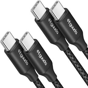 etguuds Purple USB C to USB C Cable [6ft, 2-Pack], 60W Fast Charging Type C to Type C Charger Cable for Samsung Galaxy S23 S22 S21 S20 Ultra 5G, Z Flip/Fold 4 3, Note 20, Pixel 7 6 Pro & USB-C Laptop