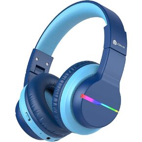 iClever BTH12 Kids Bluetooth Headphones 85H Playtime with LED Lights Travel | SafeSound Tech, Stereo Sound, USB C Charging AUX Cable Over Ear Built-in Mic, Kids Wireless Headphones for Toddler Boys Girls in Saudi Arabia