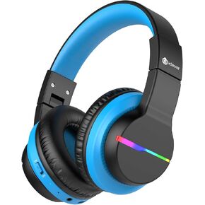 سماعات بلوتوث iClever BTH12 للأطفال، سماعات رأس لاسلكية بمصابيح LED ملونة للأطفال، حدود حجم 74/85/94 ديسيبل، وقت تشغيل 55 ساعة، بلوتوث 5.2، سماعات فوق الأذن ميكروفون مدمج لأجهزة iPad/الكمبيوتر اللوحي/الطائرة، أخضر