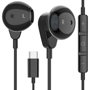 سماعات اذن سلكية ستيريو ثلاثية الابعاد بمنفذ USB C مع ميكروفون للتحكم في مستوى الصوت متوافقة مع ايباد برو وسامسونج جالكسي اس 23 واس 22 الترا وايه 53 واس 21 زد فليب 4 وبكسل 7 و6 و32 بت/384 كيلو هرتز من in Kuwait