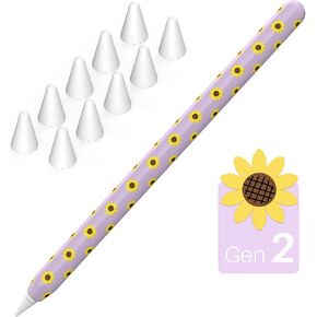 NIUTRENDZ Sunflower Case for Apple Pencil 1st Generation Case Cover Silicone Protective Sleeve Accessories with Apple Pencil Tips Cover & Cable Adapter Tether (Black) in Kuwait