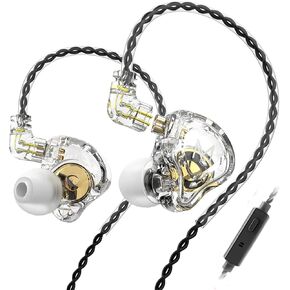 TRN MT1 1DD HiFi Earphone Headphone, TRN MT1 in-Ear Earbud with New 10mm Composite Magnetic Dynamic Driver Over Ear Headset with Detachable C Pin 0.75MM Cable(No mic,Black)