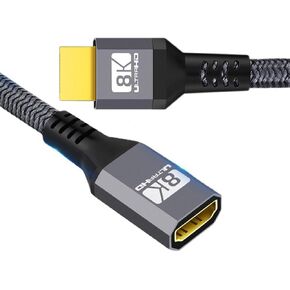 xiwai HDMI 2.1 Extension Cable Male to Female Ultra-HD 8K 60hz 4K 120hz 48Gbs with Audio 3D HDMI Cord Black 0.5M in Kuwait
