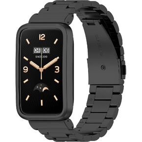 FitTurn Bands Compatible with Xiaomi MI band 7 Pro Metal Stainless Steel Watch Band Replacement Classic Durable Solid Link Accessory Buckle Metal Strap Wrist Band for MI band 7 Pro Fitness Wellness Tracker in Saudi Arabia