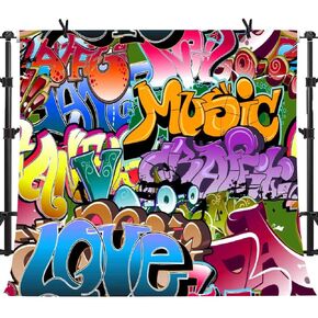 5x3ft Graffiti Style Backdrop, Polyester 80's 90's Themed Party Background for Photography, Hip Hop Studio Props PTBLSPH5