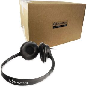 Soundnetic SN313 Bulk Classroom Headphones 100 Pack – Wired On-Ear Stereo Headphones for Students K-12, Leatherette Earpads, 3.5mm Jack, Compatible with Chromebook, Laptop, Computer – School Pack in Kuwait