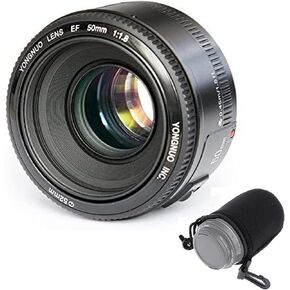 عدسة YONGNUO YN50mm F1.8 AF/MF عدسة أساسية قياسية لكاميرا Canon EOS Rebel + حقيبة عدسات EACHSHOT in Saudi Arabia