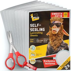 أوراق تغليف ذاتية اللصق بحجم بطاقة العمل، لمسة نهائية ناعمة من الساتان، 2.6 × 3.9 بوصة، سمك 4 مل، 20 حزمة من أوراق التصفيح ذاتية الغلق، أكياس تغليف لبطاقات العمل 2 × 3.5 in Kuwait