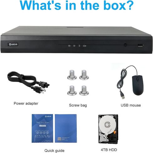 【Only Plug & Play with Anpviz U-Series Camera】 4K 16CH PoE NVR Network Video Recorder Pre-Installed 4TB HDD, 16 Channel H.265 NVR Support 8MP/6MP/5MP/4MP/3MP/1080P IP PoE Camera for 24/7 Recording in Saudi Arabia