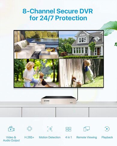 ZOSI 8 قنوات كاملة 1080 بكسل عالية الوضوح هجين 4 في 1 HD TVI DVR مسجل فيديو CCTV شبكة كشف الحركة لنظام كاميرا المراقبة الأمنية ومراقبة الهاتف المحمول والتسجيل في الوقت الحقيقي in Kuwait