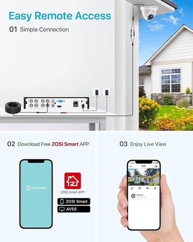 ZOSI 8 قنوات كاملة 1080 بكسل عالية الوضوح هجين 4 في 1 HD TVI DVR مسجل فيديو CCTV شبكة كشف الحركة لنظام كاميرا المراقبة الأمنية ومراقبة الهاتف المحمول والتسجيل في الوقت الحقيقي in Kuwait