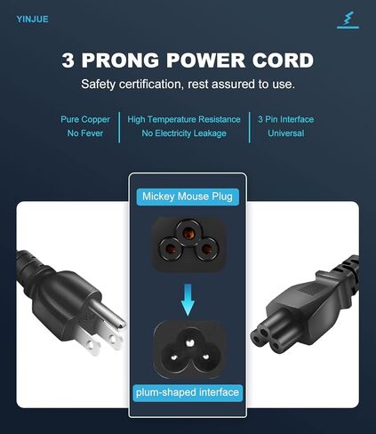 كابل سلك طاقة تيار متردد عالمي بطول 6 أقدام و3 شقوق NEMA 5-15P إلى IEC320C5 7A 125V لأجهزة الكمبيوتر المحمول LG TV والكمبيوتر المحمول والمزيد in Kuwait