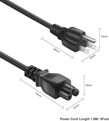 كابل سلك طاقة تيار متردد عالمي بطول 6 أقدام و3 شقوق NEMA 5-15P إلى IEC320C5 7A 125V لأجهزة الكمبيوتر المحمول LG TV والكمبيوتر المحمول والمزيد in Kuwait