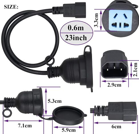(2 pack) IEC320 C14 to 2 x C13 Y Splitter AC Power Plug Extension Cable,10A 125A Dual C13 to C14 PDU Style Computer AC Power Cord for Computer LED HDTV Monitor&Scanner (0.3m/1ft)(C14 to 2xC13) in Kuwait