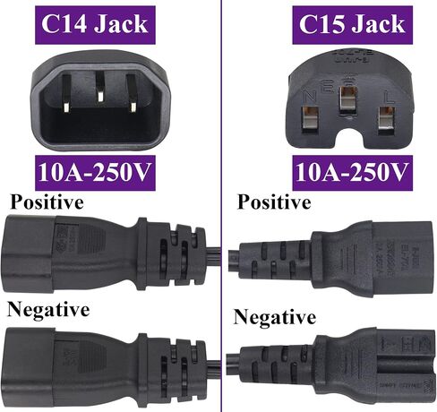 (2 pack) IEC320 C14 to 2 x C13 Y Splitter AC Power Plug Extension Cable,10A 125A Dual C13 to C14 PDU Style Computer AC Power Cord for Computer LED HDTV Monitor&Scanner (0.3m/1ft)(C14 to 2xC13) in Kuwait