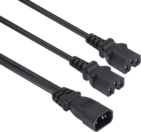 (2 pack) IEC320 C14 to 2 x C13 Y Splitter AC Power Plug Extension Cable,10A 125A Dual C13 to C14 PDU Style Computer AC Power Cord for Computer LED HDTV Monitor&Scanner (0.3m/1ft)(C14 to 2xC13) in Kuwait