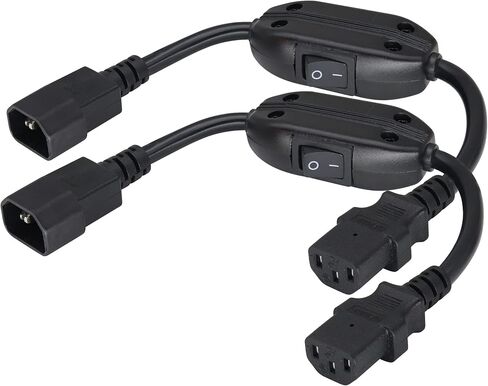 (2 Pack) IEC320 C14 to C13 Power AC Adapter Cable C13 to C14 with Switch Cord C13 Female to C14 Male PDU Power Supply Extension Cord for Computer LED HDTV Monitor(0.3m/1ft)(C14 to C13/Switch) in Kuwait