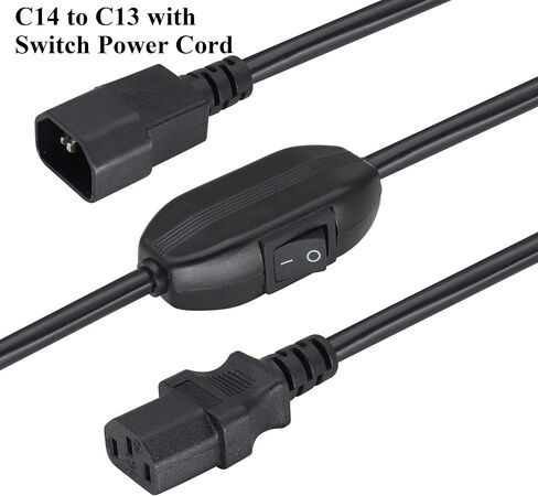 (2 Pack) IEC320 C14 to C13 Power AC Adapter Cable C13 to C14 with Switch Cord C13 Female to C14 Male PDU Power Supply Extension Cord for Computer LED HDTV Monitor(0.3m/1ft)(C14 to C13/Switch) in Kuwait