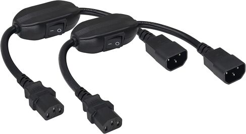 (2 Pack) IEC320 C14 to C13 Power AC Adapter Cable C13 to C14 with Switch Cord C13 Female to C14 Male PDU Power Supply Extension Cord for Computer LED HDTV Monitor(0.3m/1ft)(C14 to C13/Switch) in Kuwait