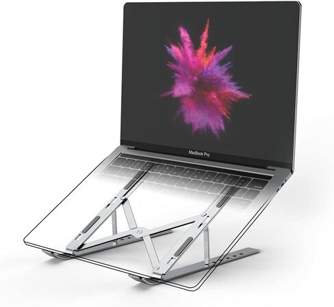 ZHJINGYU Laptop Stand, Aluminum Alloy Laptop Holder,Adjustable Portable Desktop Mount Compatible with 10-15.6 Inch (Silver) in Saudi Arabia