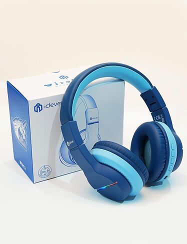 iClever BTH12 Kids Bluetooth Headphones 85H Playtime with LED Lights Travel | SafeSound Tech, Stereo Sound, USB C Charging AUX Cable Over Ear Built-in Mic, Kids Wireless Headphones for Toddler Boys Girls in Kuwait