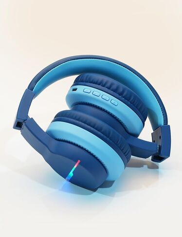 iClever BTH12 Kids Bluetooth Headphones 85H Playtime with LED Lights Travel | SafeSound Tech, Stereo Sound, USB C Charging AUX Cable Over Ear Built-in Mic, Kids Wireless Headphones for Toddler Boys Girls in Kuwait