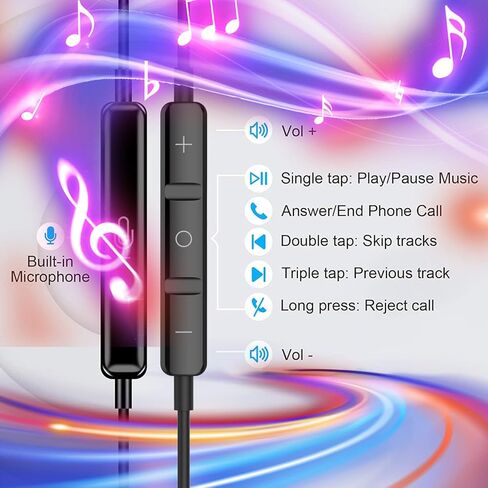 سماعات اذن سلكية ستيريو ثلاثية الابعاد بمنفذ USB C مع ميكروفون للتحكم في مستوى الصوت متوافقة مع ايباد برو وسامسونج جالكسي اس 23 واس 22 الترا وايه 53 واس 21 زد فليب 4 وبكسل 7 و6 و32 بت/384 كيلو هرتز من in Kuwait